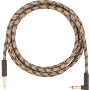 Fender Festival Guitar Cable 3m (10ft) Angled Instrument Lead Pure Hemp Brown Stripe - 0990910022