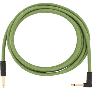 Fender Festival Guitar Cable 3m (10ft) Angled Instrument Lead Pure Hemp Green - 0990910062