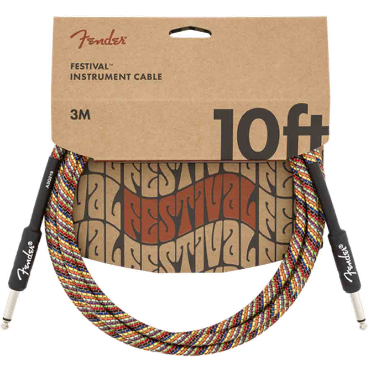 Fender Festival Guitar Cable 3m (10ft) Instrument Lead Pure Hemp Rainbow - 0990910299