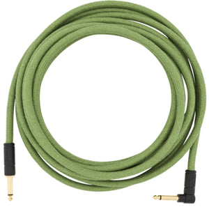 Fender Festival Guitar Cable 5.5m (18.6ft) Angled Instrument Lead Pure Hemp Green - 0990918062