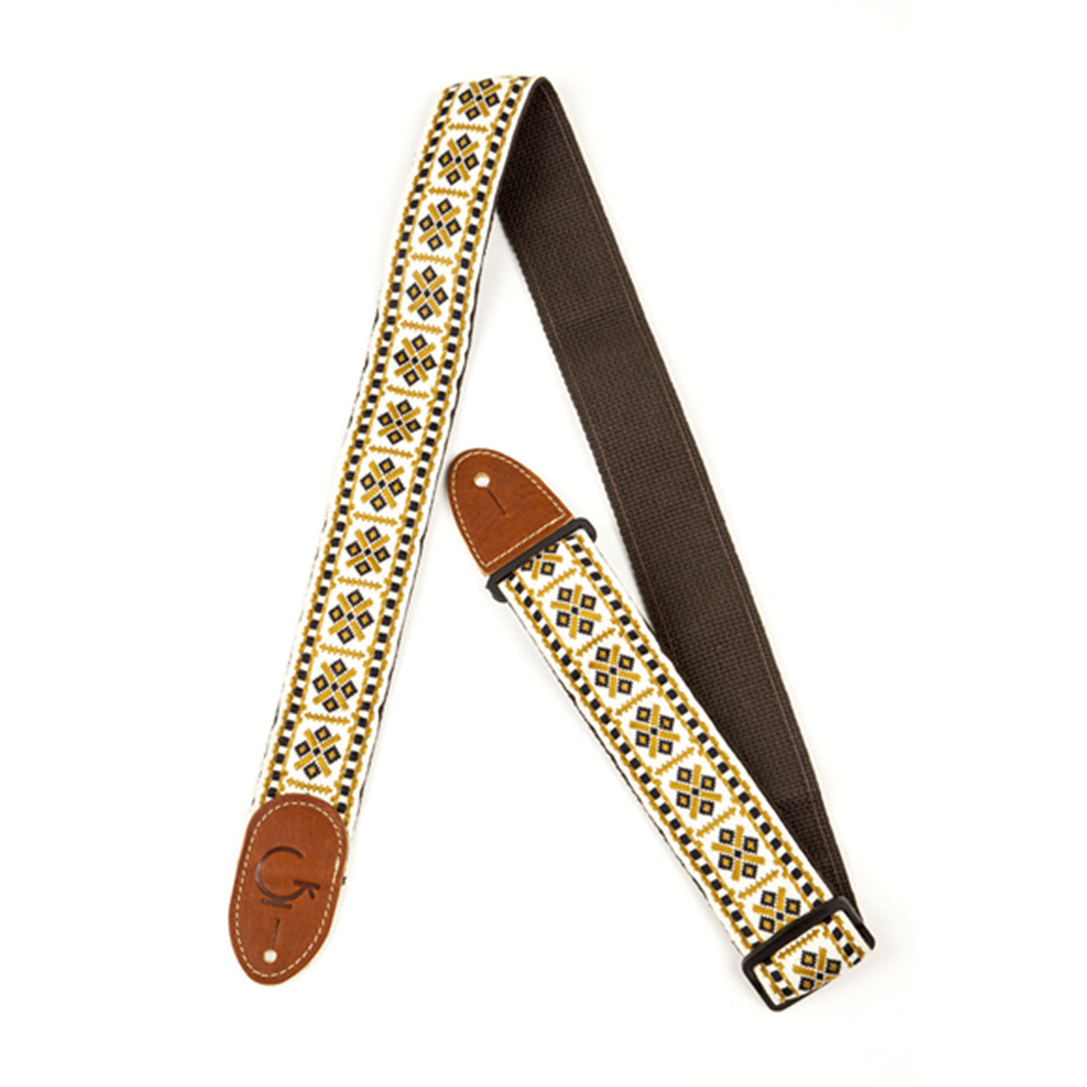 Gretsch G Brand Guitar Strap Diamond Brown Ends 2inch - 9220060101