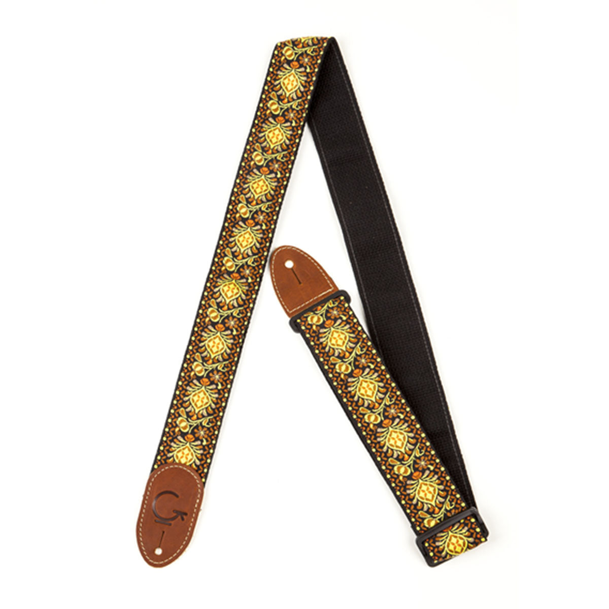 Gretsch G Brand Guitar Strap Yellow/Orange Brown Ends 2inch - 9220060102