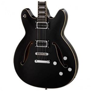 Hagstrom Viking Deluxe Electric Guitar Semi-Hollow Baritone Black w/ Hardcase Closeup