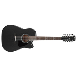 Ibanez AW8412CE Acoustic Guitar 12-String Dreadnought Weathered Black w/Pickup & Cutaway - AW8412CEWK