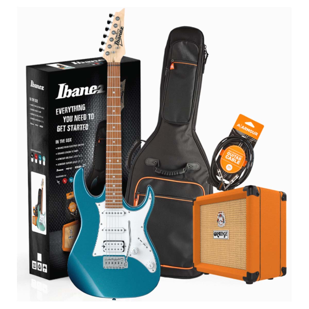 Ibanez RX40 Electric Guitar Pack Metallic Blue w/ Orange Crush 12 Amp &amp; Bag &amp; Lead - GTPRX40MLBPACK
