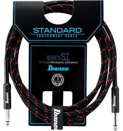 Ibanez SI10 BW Woven Guitar Cable 10ft Instrument Lead Black &amp; Wine
