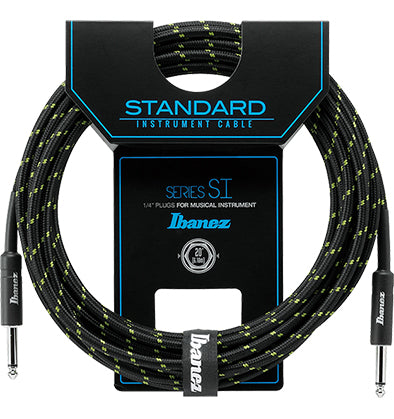 Ibanez SI20 BG Woven Guitar Cable 20ft Instrument Lead Black &amp; Green