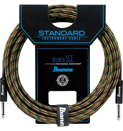 Ibanez SI20 CGR Woven Guitar Cable 20ft Instrument Lead Camouflage Green