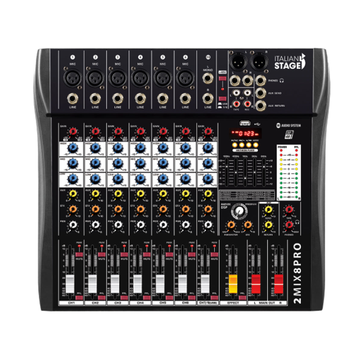 Italian Stage 2MIX8PRO USB Stereo Mixer 8-Ch w/ Bluetooth & DSP MultiFX