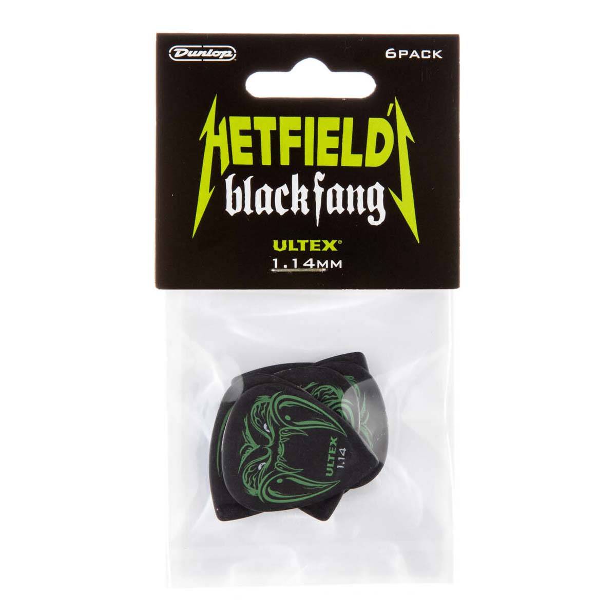 Jim Dunlop James Hetfield Signature Guitar Picks 1.14mm Ultex Black Fang (6 Pack) - JPBF14