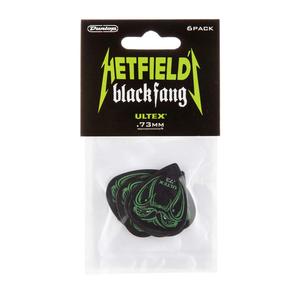 Jim Dunlop James Hetfield Signature Guitar Picks .73mm Ultex Black Fang (6 Pack) - JPBF73