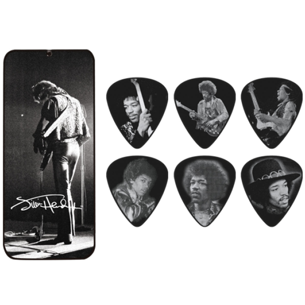 Jim Dunlop Jimi Hendrix Signature Guitar Picks Portrait Series Pick Tin Medium (6 Pack) JSA35M