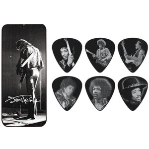 Jim Dunlop Jimi Hendrix Signature Guitar Picks Portrait Series Pick Tin Medium (6 Pack) JSA35M