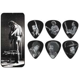 Jim Dunlop Jimmy Hendrix Signature Portrait Series Pick Tin 6 Pack Medium JSA35M