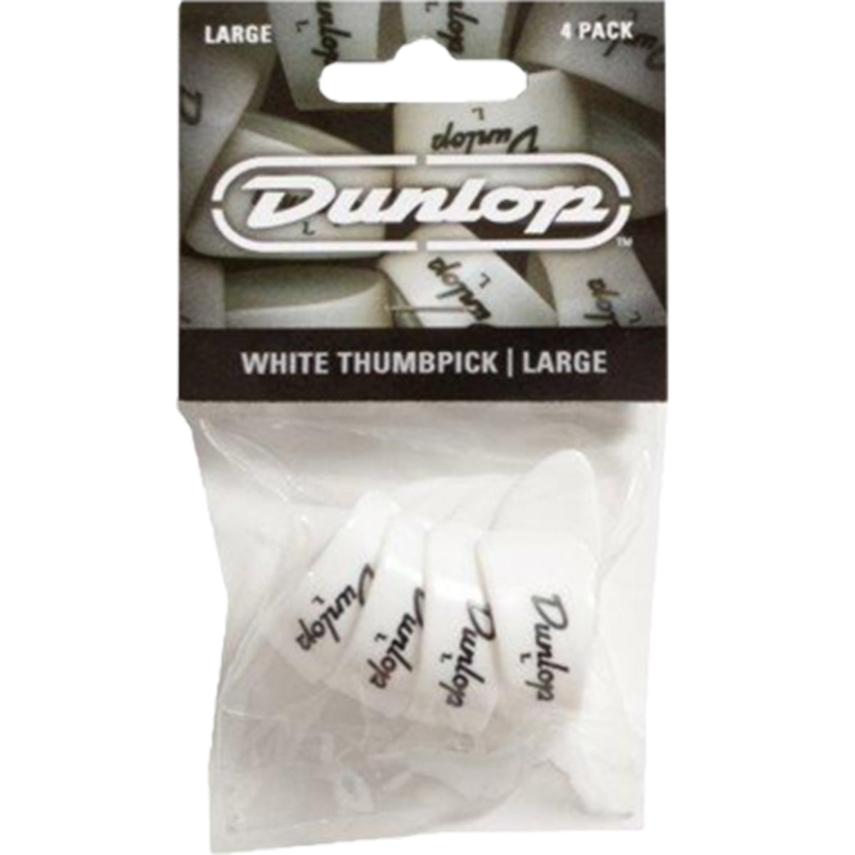 Jim Dunlop Large White Guitar Thumbpicks Players Pack (4 Picks) - JPTPLW