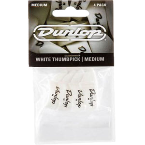 Jim Dunlop Medium White Guitar Thumbpicks Players Pack (4 Picks) - JPTPMW