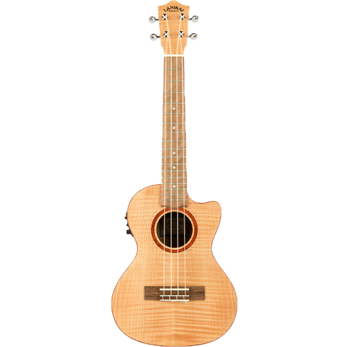 Lanikai Flamed Maple Series Tenor Ukulele Natural Satin Uke w/ Pickup &amp; Deluxe Gig Bag