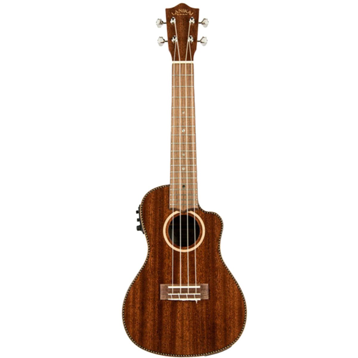 Lanikai Mahogany Series Concert Ukulele All Solid Natural Gloss Uke w/ Pickup & Polyfoam Case