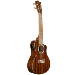 Lanikai Mahogany Series Concert Ukulele All Solid Natural Gloss Uke w/ Pickup & Polyfoam Case