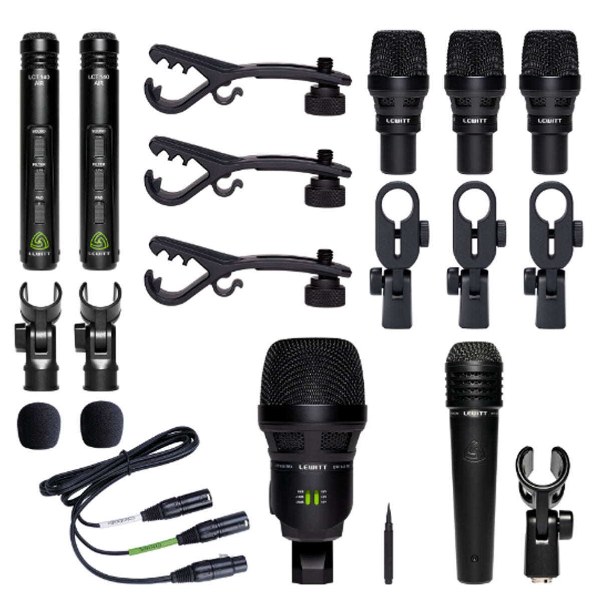 Lewitt Audio BEATKIT PRO 7-Piece Drum Microphone Kit w/ Mic Mounts &amp; Windscreens