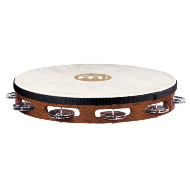 Meinl TAH1AB Headed Wood Tambourine African Brown w/ 1 Row Steel Jingles