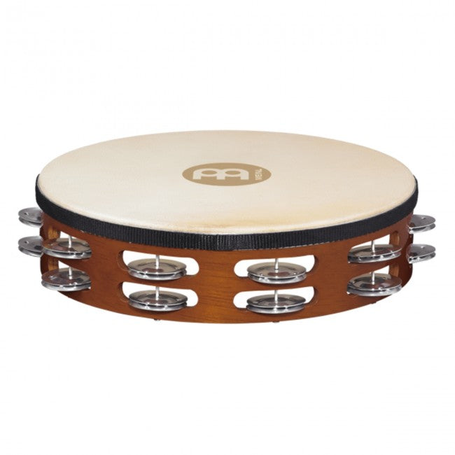 Meinl TAH2A-AB Headed Wood Tambourine African Brown w/ 2 Rows Aluminum Jingles