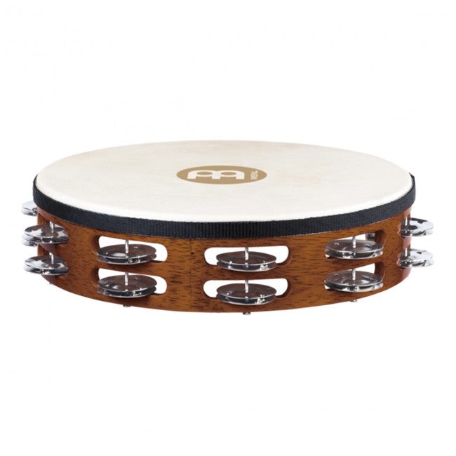 Meinl TAH2AB Headed Wood Tambourine African Brown w/ 2 Rows Steel Jingles