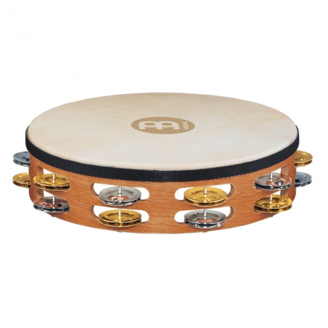 Meinl TAH2M-SNT Headed Wood Tambourine Super Natural w/ 2 Rows Dual Alloy Jingles
