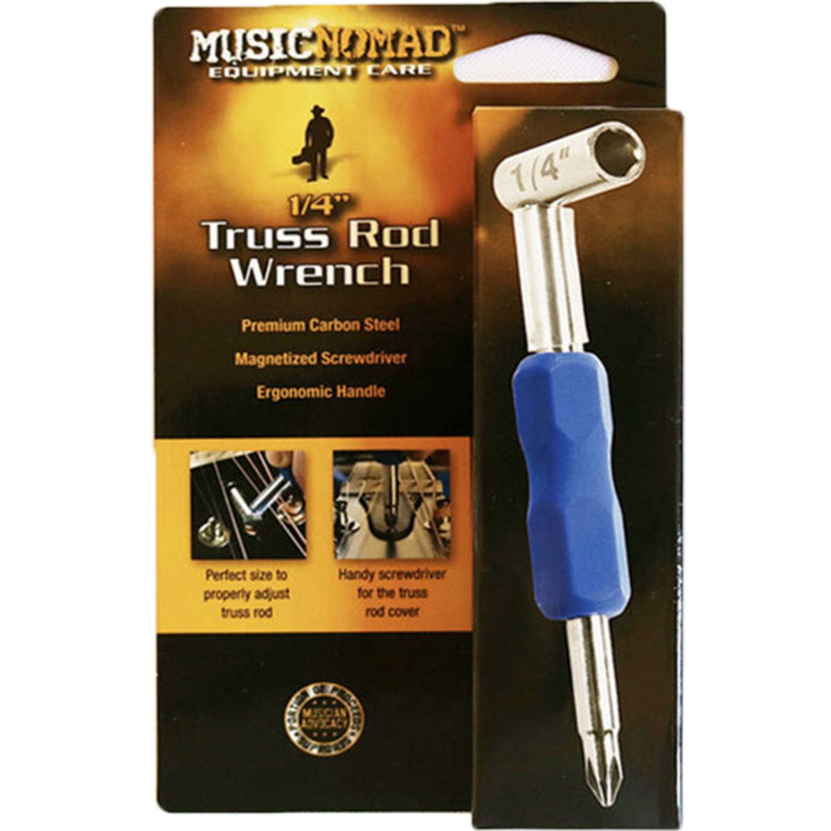 Music Nomad MN231 Premium 1/4inch Truss Rod Wrench w/ Magnetized Screwdriver