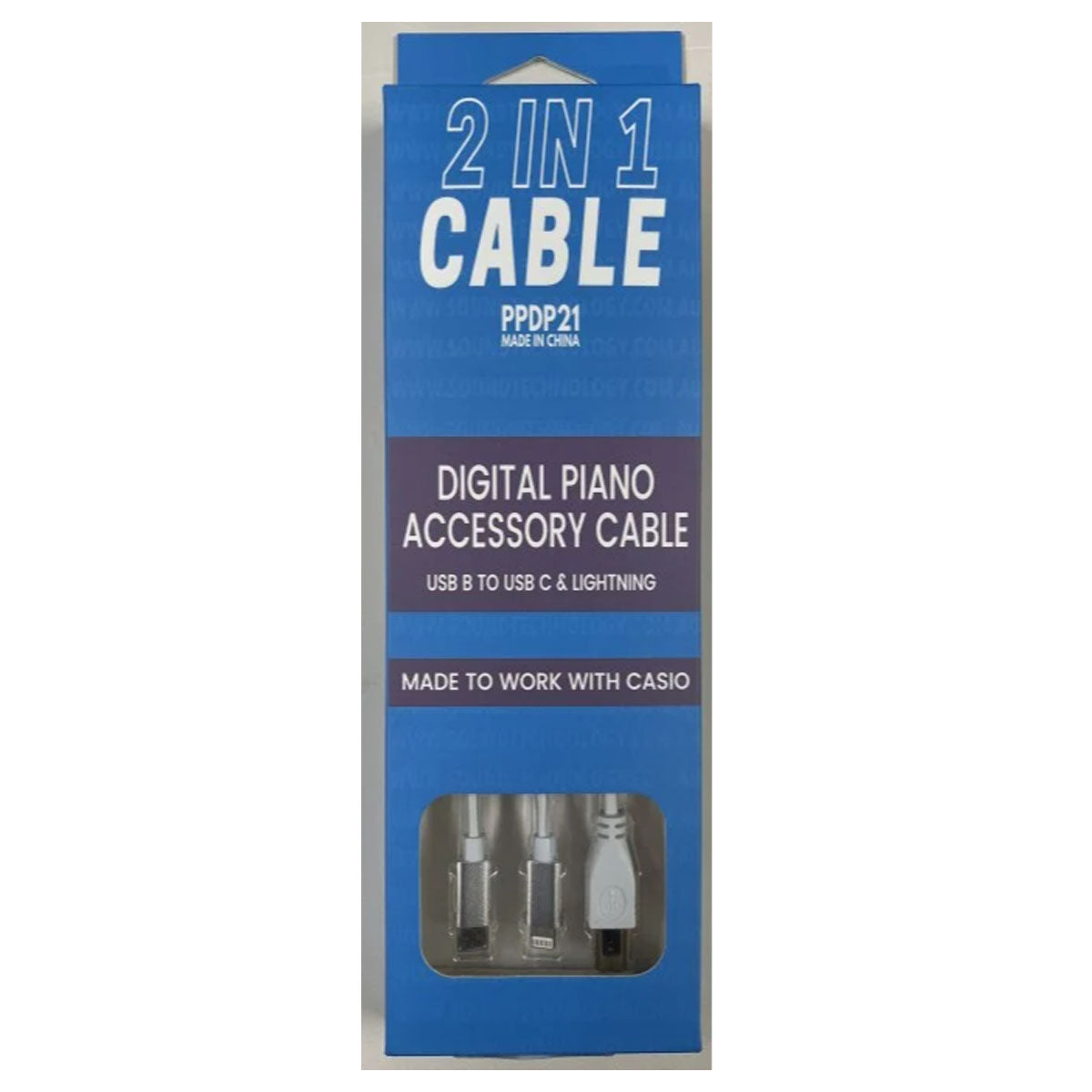 Casio PPDP21 Plug &amp; Play Cable - USB-B to USB-C/Lightening for CASIO Digital Pianos