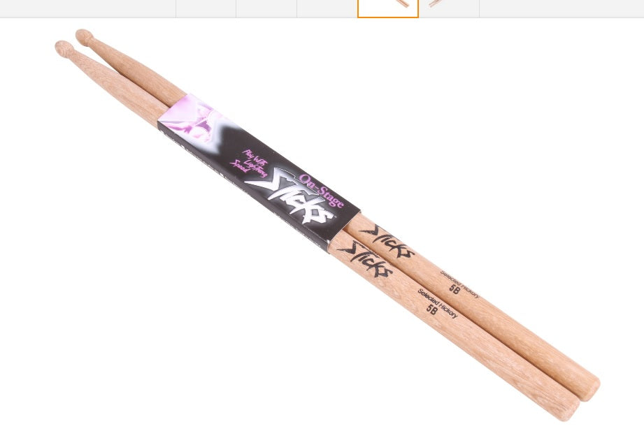 On Stage HW5B Drumsticks 5B Wood Tip Hickory