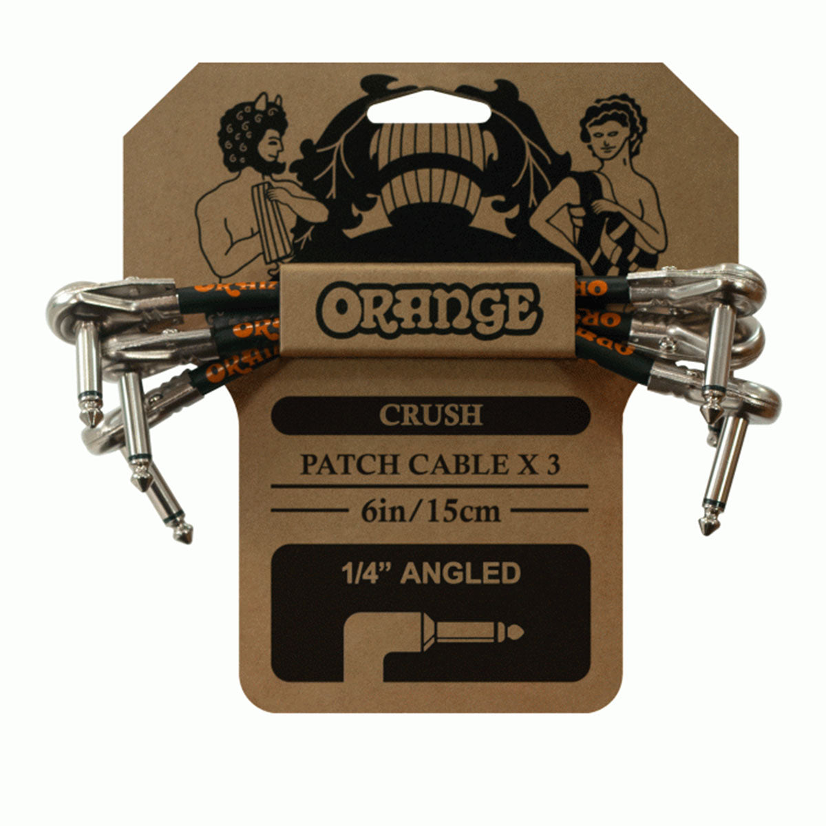 Orange CA038 Crush Patch Cable 15cm (6inch) Angle-Angle (3-Pack)