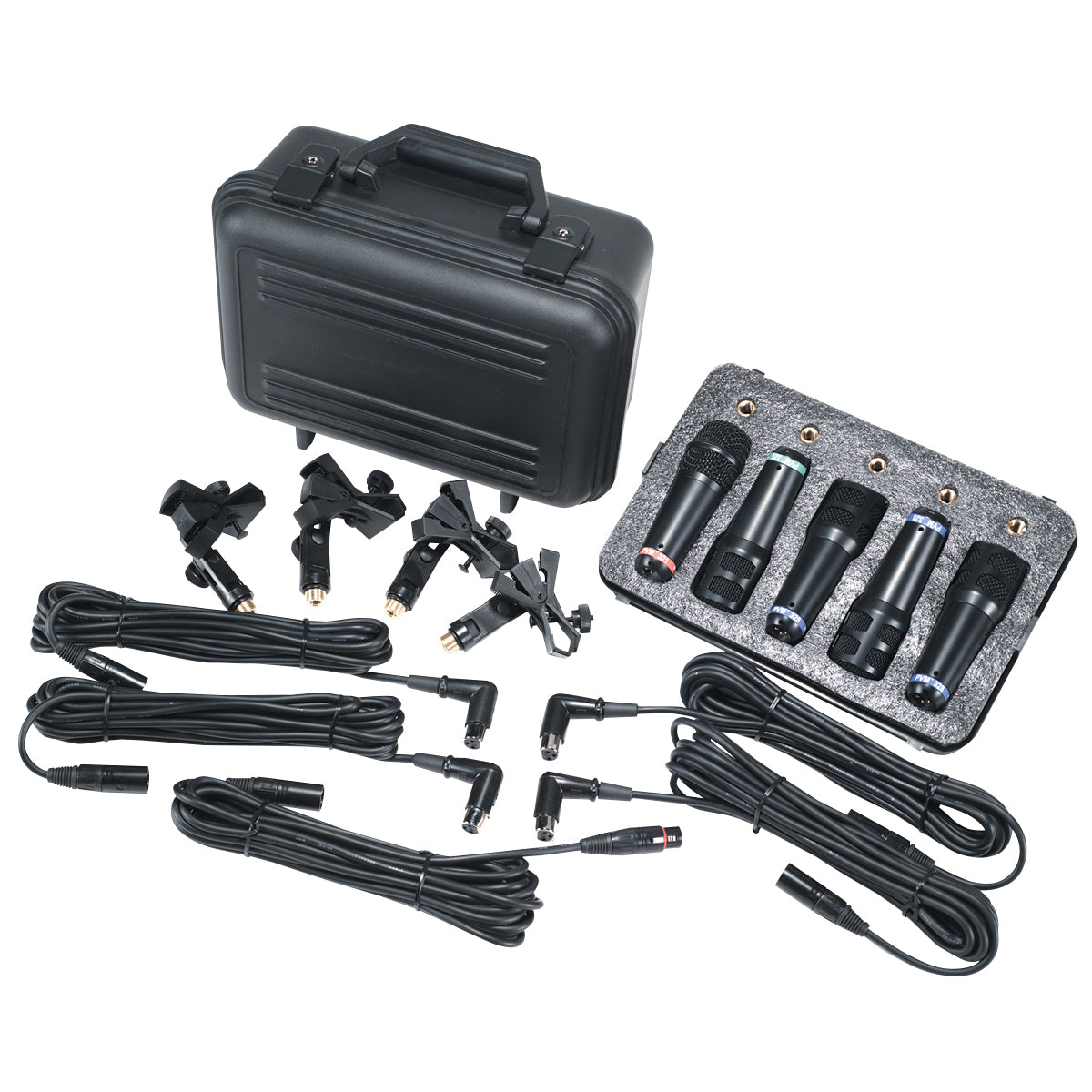 Peavey PVM DMS-5 Drum Microphone System w/ 5 Mics, Mounts, Cables &amp; Carry Case