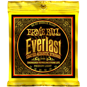 Ernie Ball 2556 Everlast Acoustic Guitar Strings Coated 80/20 Bronze Medium-Light 12-54