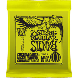 Ernie Ball 2621 Electric Guitar Strings 7-String Slinky Nickel Wound Regular 10-56