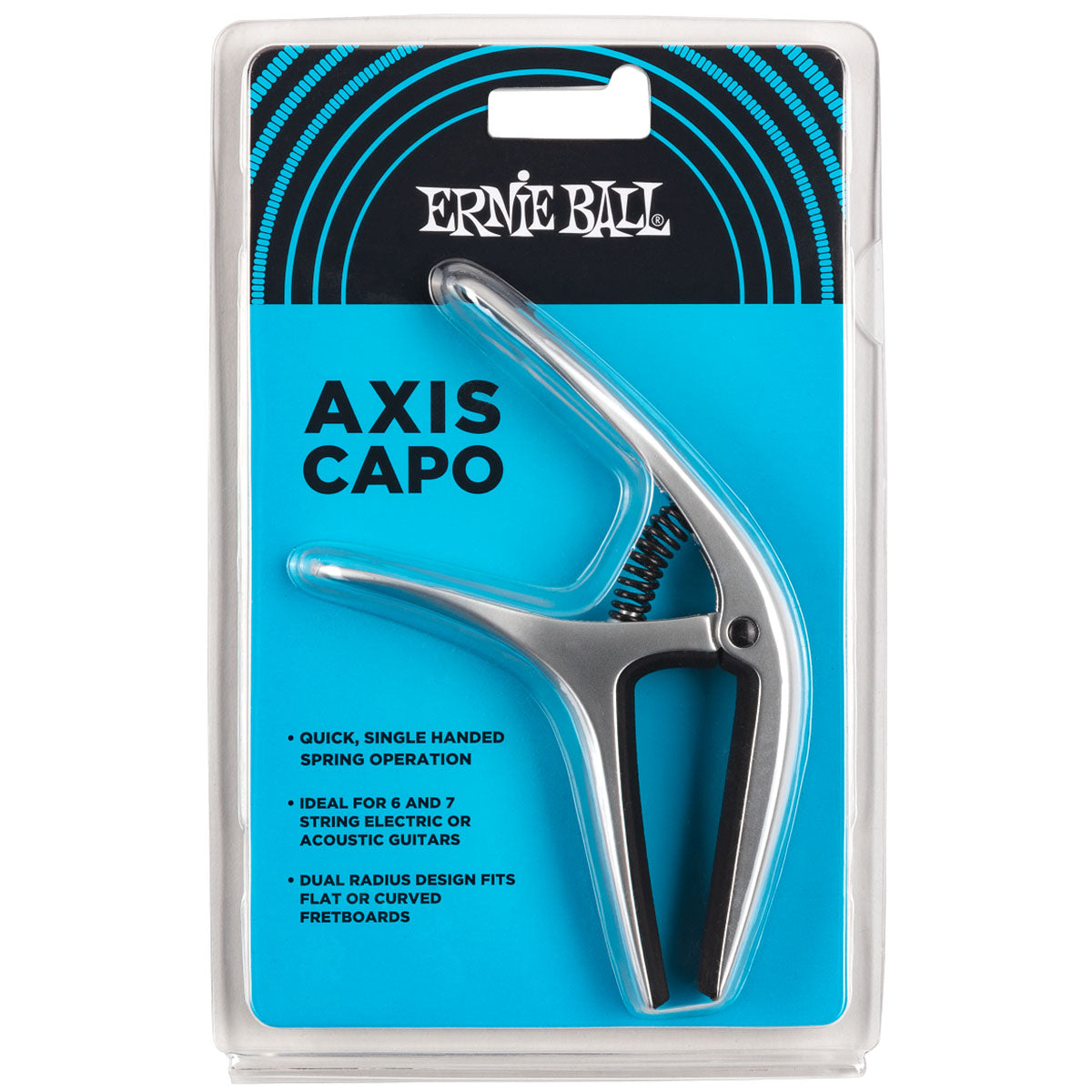 Ernie Ball 9601 Axis Universal Guitar Capo Silver Electric & Acoustic