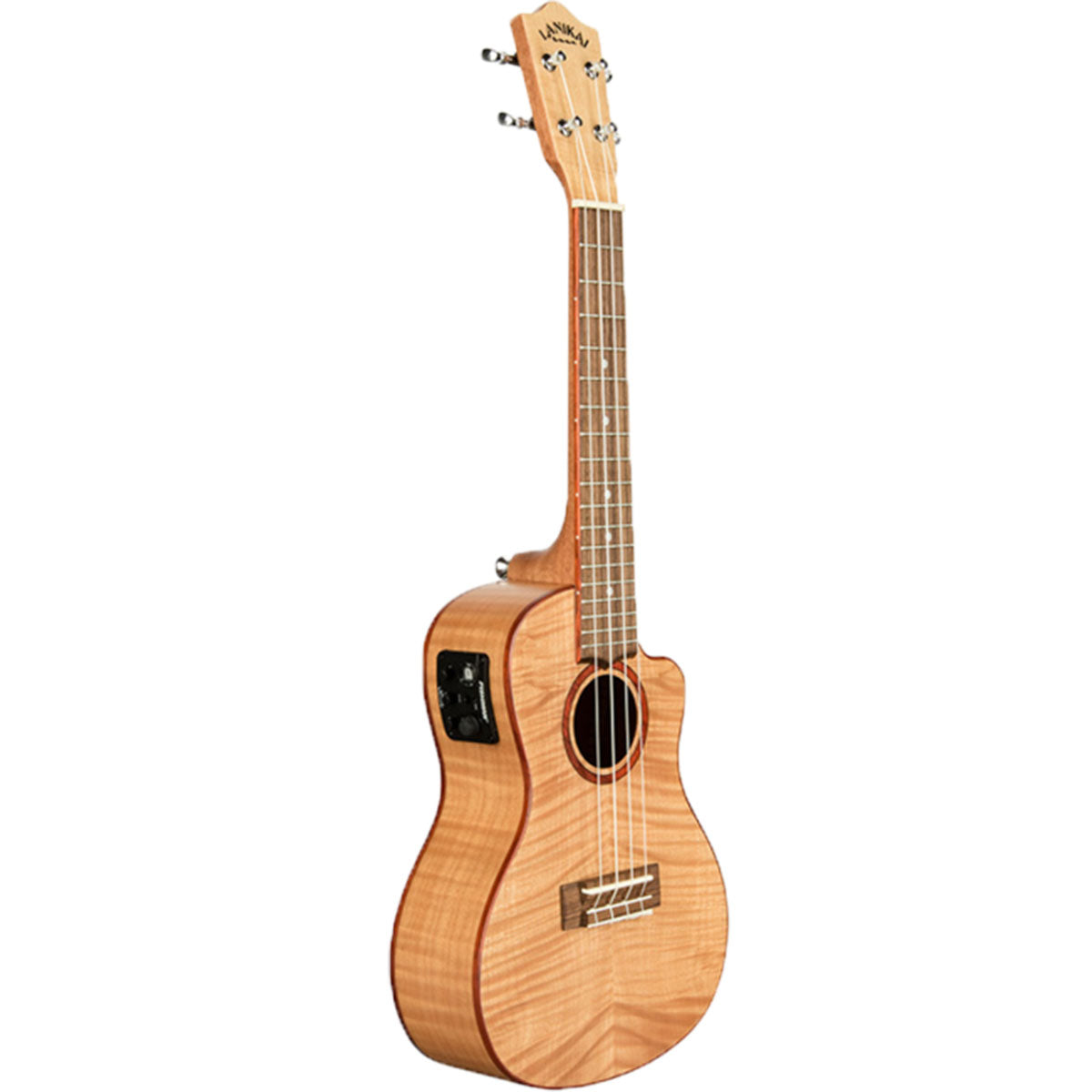 Lanikai Flamed Maple Series Concert Ukulele Natural Satin Uke w/ Pickup & Deluxe Gig Bag