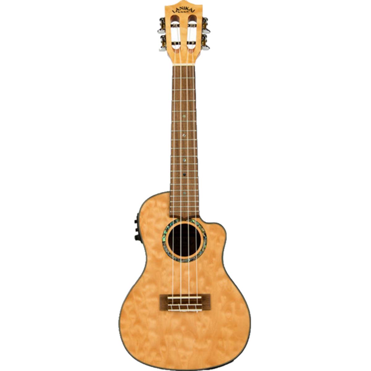 Lanikai Quilted Maple Concert Ukulele Natural Stain Gloss Uke w/ Pickup & Deluxe Gig Bag