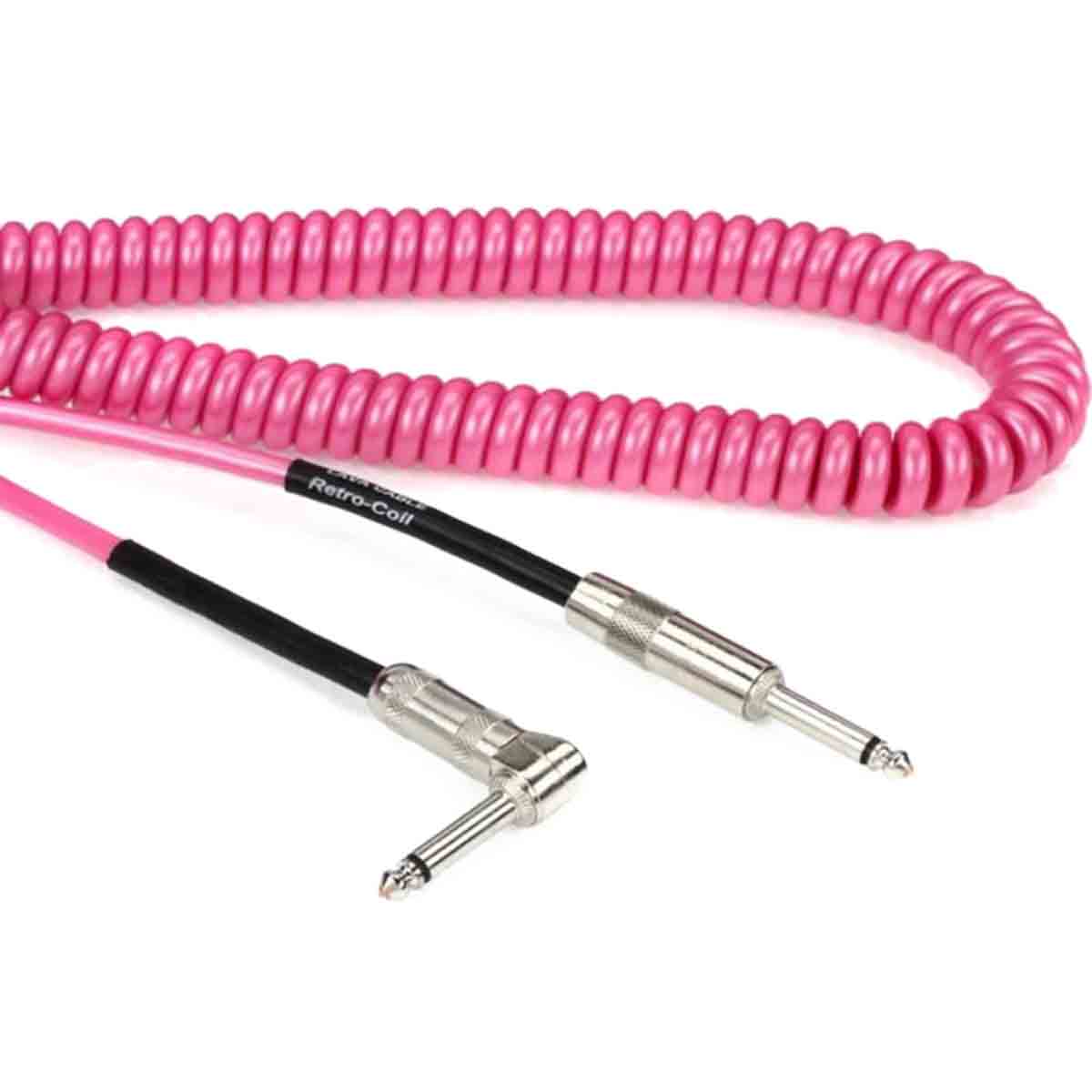 Lava Cable Retro Coil Instrument Lead 20ft Straight to Right Angle Hot Pink