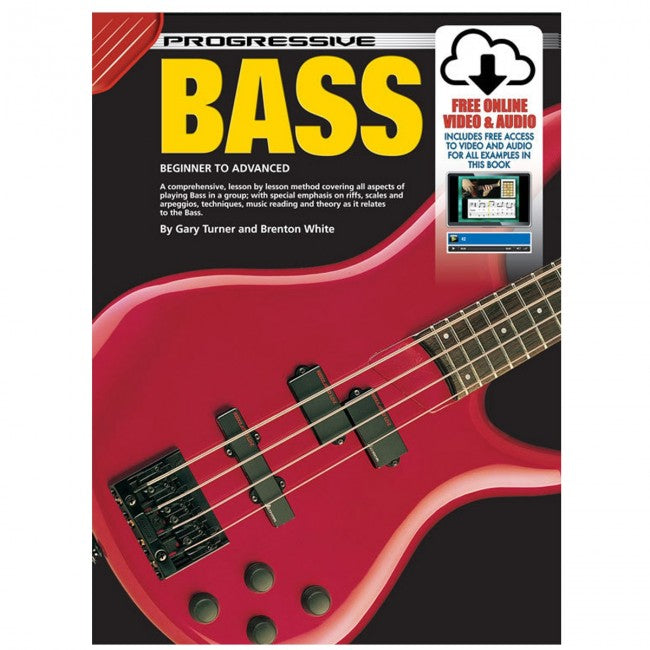 Progressive Books 54044 Bass Guitar Book Beginner to Advance KPBX