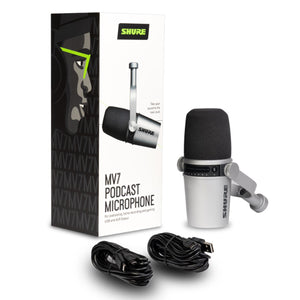 Shure MOTIV MV7 Podcast Microphone USB/XLR Mic - Silver