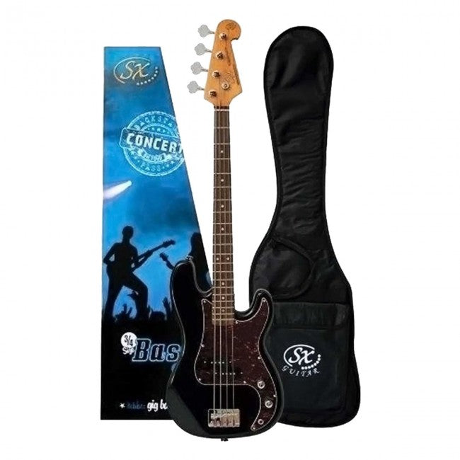 SX Bass Guitar Short Scale Left Handed 3/4 Size 30inch Black - VEP34LHB 