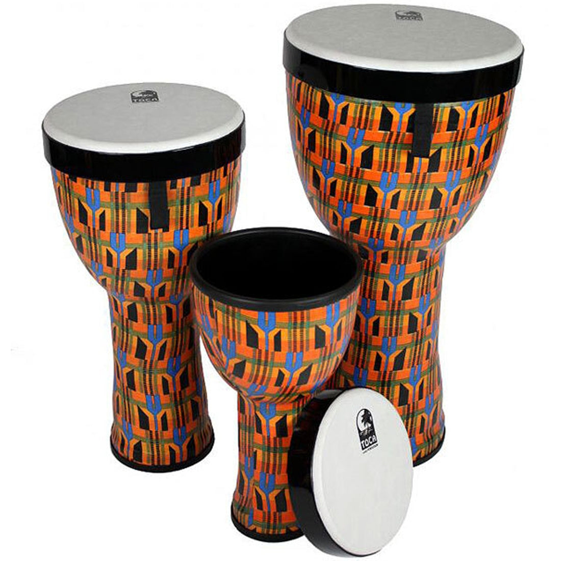 Toca Freestyle 2 Series Nesting Djembe 3-Pieces (8, 10, 12inch) Kente Cloth - TF2ND3PCK